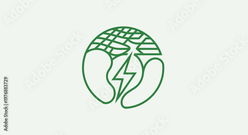 A green line illustration depicts a globe with a lightning bolt striking it.