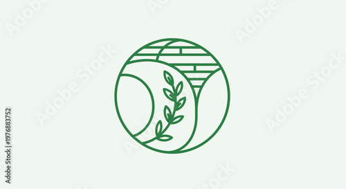 Green logo illustration of a leafy plant within a globe on a light background