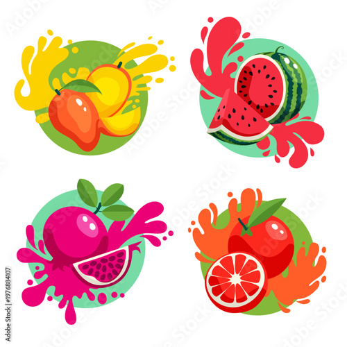 vector set of fruit labels