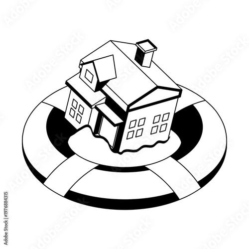 Icon depicting a flood coverage in isometric style
