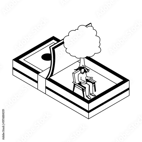An icon showing a retirement plan in isometric style
