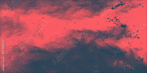 an abstract watercolor texture in shades of coral and deep indigo creates a dramatic and moody artistic background, evoking a sense of raw energy and emotion.
