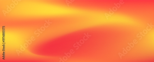 Vibrant horizontal sunset gradient background. Warm orange colored gradient with halftone dots texture