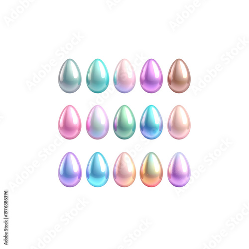 A vibrant spring celebration, highlighted by Easter eggs painted on a white background.