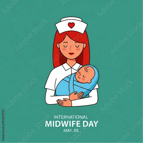 International Midwife Day Card with Midwife Holding Newborn Baby