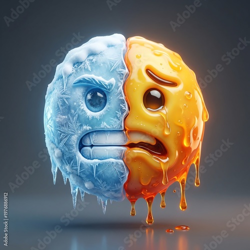 Creative Emoji Representing Hot and Cold Temperature Extremes