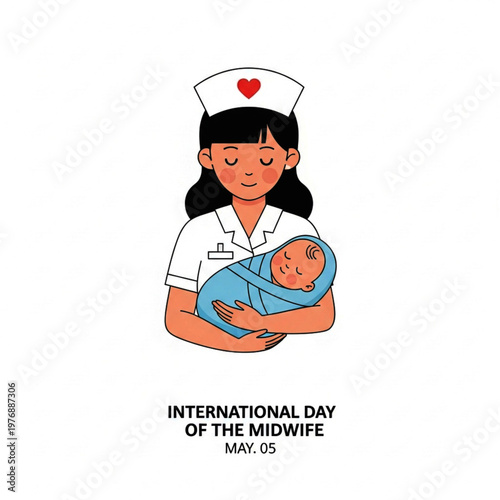 International Day of the Midwife Illustration with Midwife and Baby