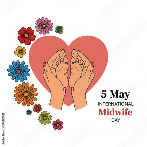 International Midwife Day Celebration with Baby Feet and Heart