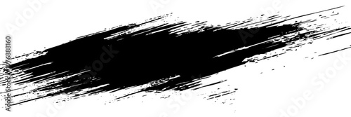 Black Grunge Brush Stroke on White Background, Abstract Hand Painted Ink Splatter, Distressed Vector Texture for Streetwear Design, Gritty Artistic Paint Element, Isolated Silhouette.