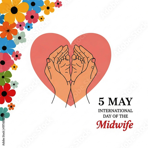 International Day of the Midwife Greeting with Baby Feet and Heart