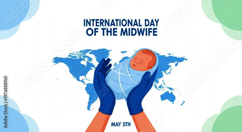 International Day of the Midwife Illustration with Baby and World Map