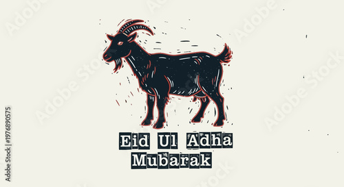 Celebrate Eid Ul Adha Mubarak with this striking illustration of a black goat, symbolizing sacrifice and faith during this important Islamic festival