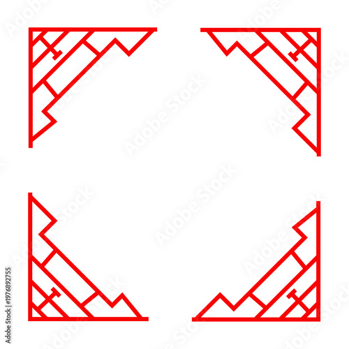 Traditional Chinese Red Corner Frame