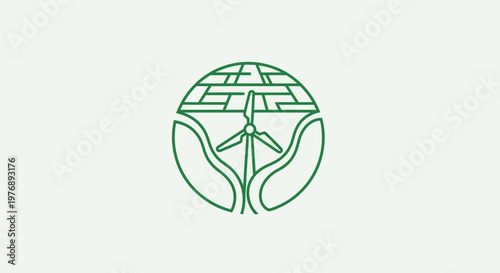 Green illustration of a globe with a tree and leaves symbolizing nature and ecology