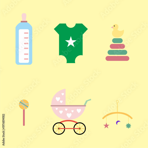 Accessories set baby color full vector.eps