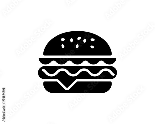 black hamburger icon, food clipart, vector burger symbol