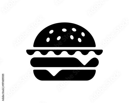 black hamburger icon, food clipart, vector burger symbol