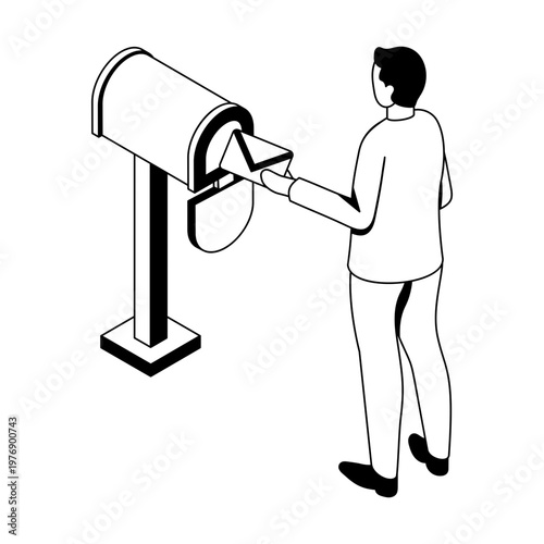 Isometric style icon showing mail slot
