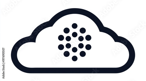 A simple cloud icon with a dotted center, clean lines and white background