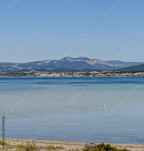 Laguna of Le Brusc (Six-Fours-les-Plages, France) with in background the city of Sanary and 