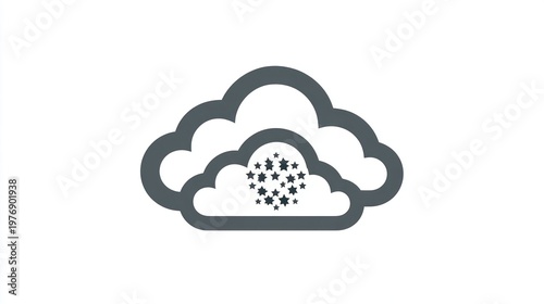 Icon of two overlapping clouds, smaller one filled with stars on white background