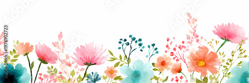 Aquarell Blumenhintergrund für Muttertag mit Nelken und Rosen ohne Text Banner