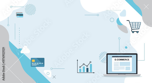 E-commerce, online shopping, business icons, digital commerce, webstore, payment symbols, vector graphics