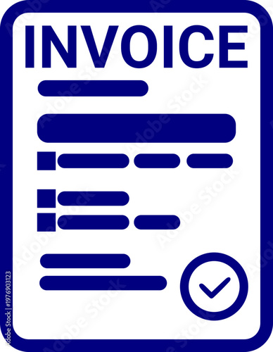 Invoice icon with blue outline and checkmark