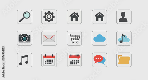 Various icons representing technology and communication tools on a screen