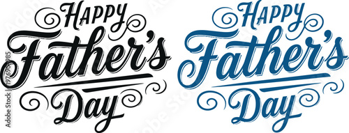 Happy father's day calligraphy designs black and blue variations