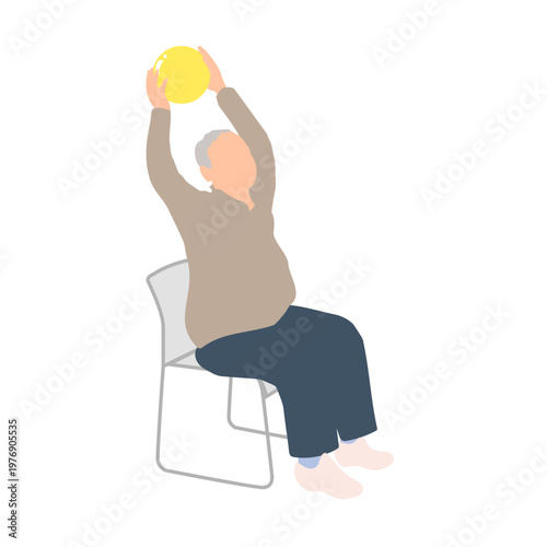 高齢男性の介護予防体操 バランスボールを使ったバランストレーニング