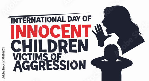 Tableau sur toile Silhouette of woman covering childs mouth on International Day of Innocent Child
