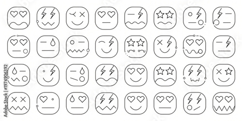 Collection of Emotion and Expression Icons for Digital Communication and User Interface Design