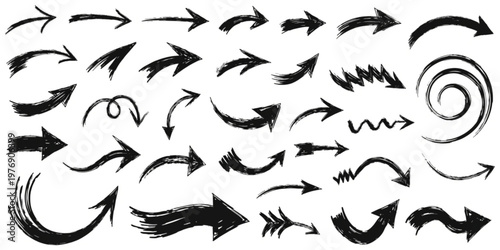 A comprehensive collection of hand-drawn arrow icons for design and navigation