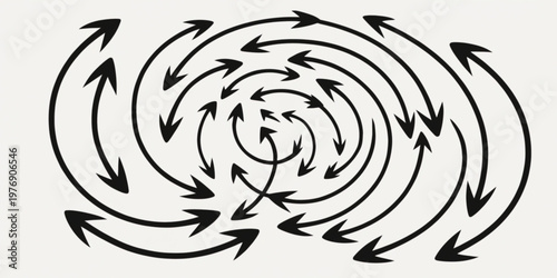 Abstract Spiral Vortex of Arrows Symbolizing Movement, Flow, and Dynamic Energy