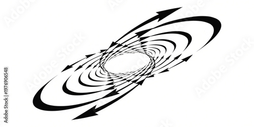 Abstract representation of magnetic field lines curving around a central point with directional arrows indicating flow