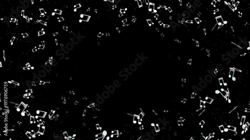 Falling Musical Notes Animation Background, on Alpha Channel, Loop
