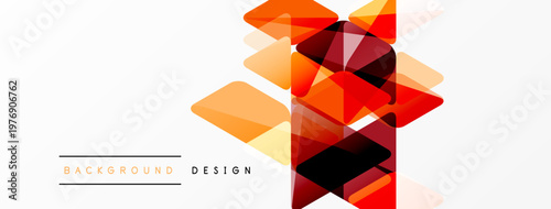 Abstract geometric shapes overlap, creating vibrant orange design. White background provides clean contrast, modern aesthetic.