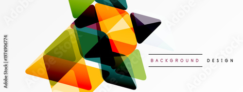 Abstract geometric shapes overlap, creating vibrant colorful design. Modern style, clean lines, suitable for backgrounds.