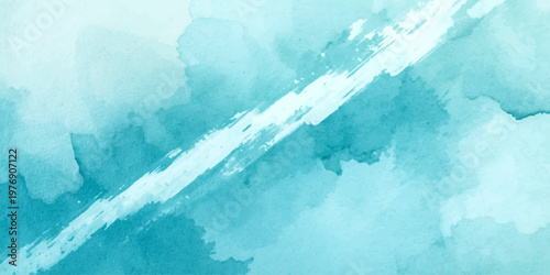 An abstract blue watercolor background with a vintage paper texture evokes the airy light of a sky and the deep ink patterns of a sea design