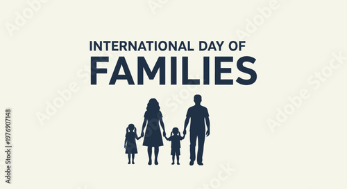 International Day of Families Parents with Two Children Icon on Bright Beige Studio Background