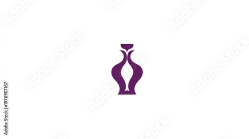 Abstract, purple vase illustration in the center of a white background