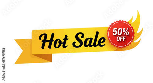 Vibrant hot sale banner with 50 percent discount offer on sale
