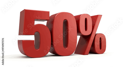 Red 3D percentage sign displayed prominently on white background