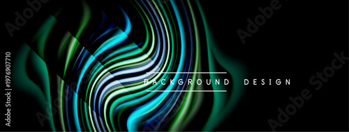 Abstract flowing lines create vibrant, dynamic visual. Dark background emphasizes colorful wave pattern, modern design element.