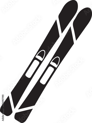 Skis with white accents and bindings on transparent background for sports and leisure activities