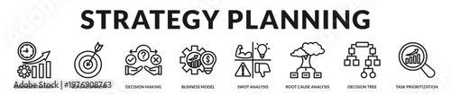 Strategic planning concepts focusing on decision making, goal alignment, and business direction in Lineal Icon Style