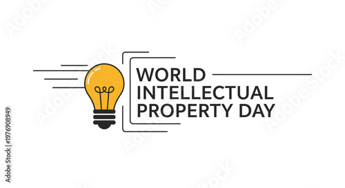 World Intellectual Property Day minimalist design with light bulb icon and clean text on isolated white background