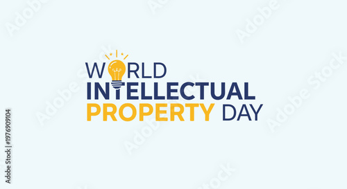 World Intellectual Property Day modern design with glowing light bulb icon on a light blue background