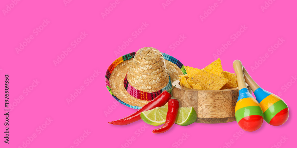 Fototapeta premium Festive items for Cinco de Mayo celebration ready to enjoy